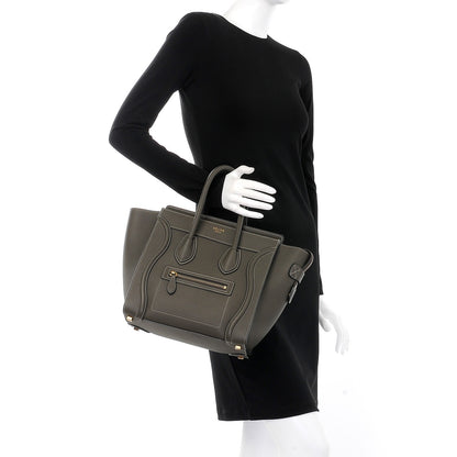 Celine Drummed Calfskin Micro Luggage Souris 2 of 7
