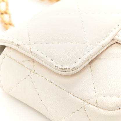 Chanel Lambskin Enamel Quilted Mini Chain Belt Bag White 11 of 19