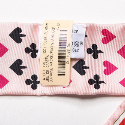 Hermes Silk Jeu de Cartes Twilly Rose Nacre Fuchsia Rouge 4 of 6