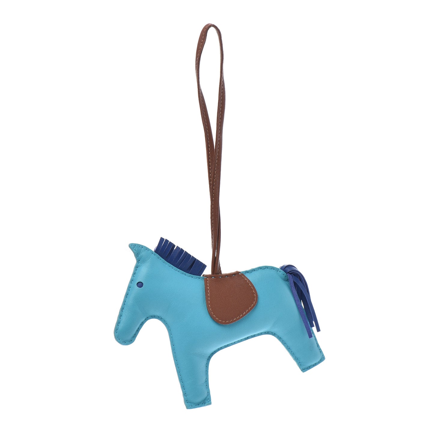 Milo Lambskin Grigri Rodeo Horse Bag Charm MM Bleu Azteque Bleu Electrique Fauve