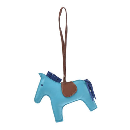 Hermes Milo Lambskin Grigri Rodeo Horse Bag Charm MM Bleu Azteque Bleu Electrique Fauve 1 of 3