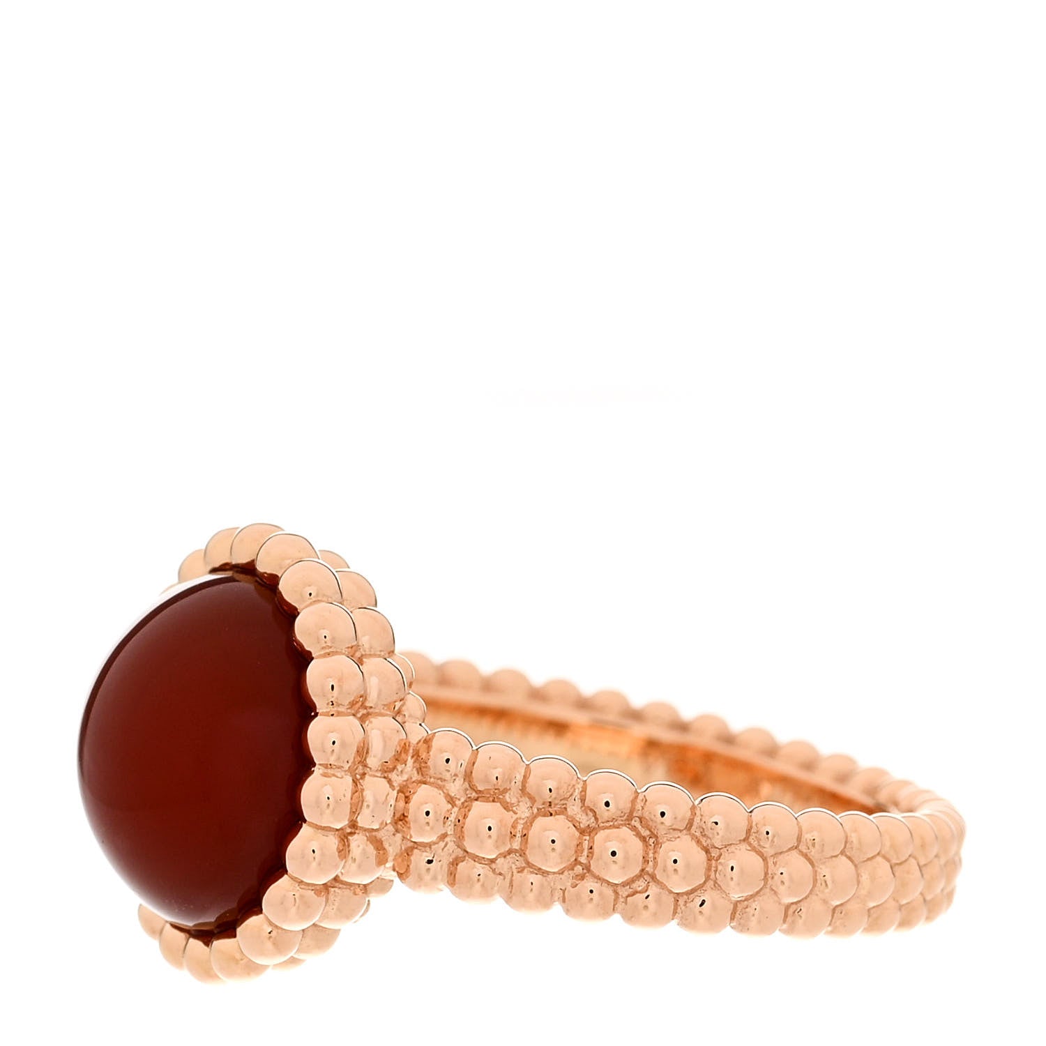 Van Cleef & Arpels 18K Rose Gold Carnelian Perlee Couleurs Ring 54 6.75 3 of 7