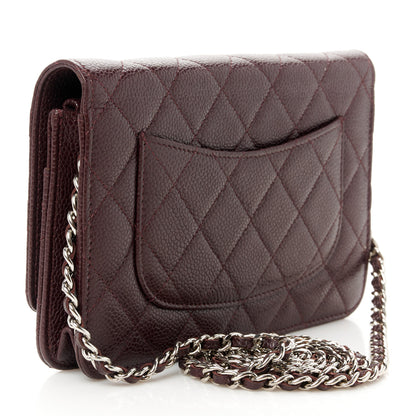 Chanel Caviar Quilted Wallet On Chain WOC Burgundy 3 of 11