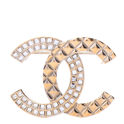 Chanel Crystal CC Mini Brooch Gold 1 of 4
