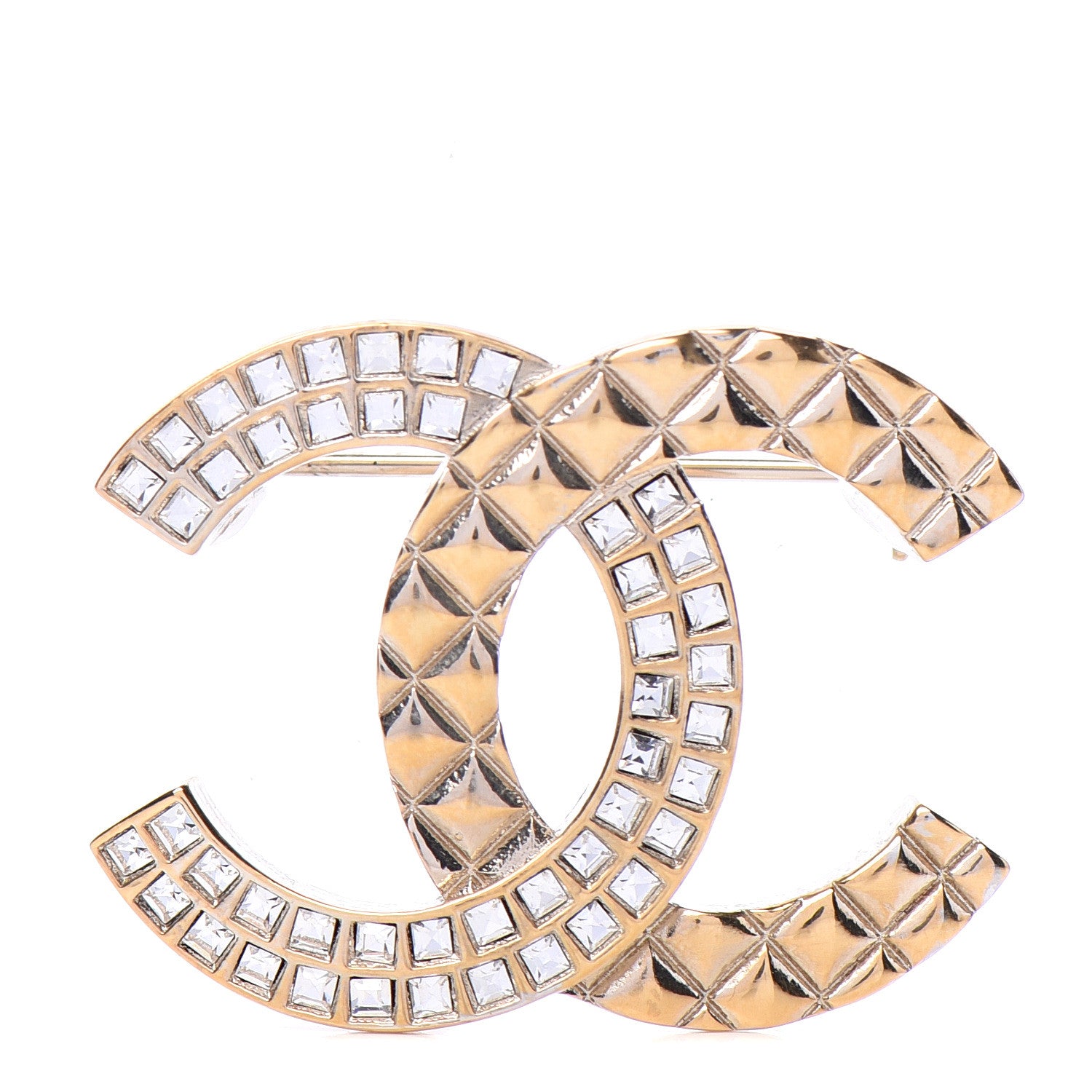 Chanel Crystal CC Mini Brooch Gold 1 of 4