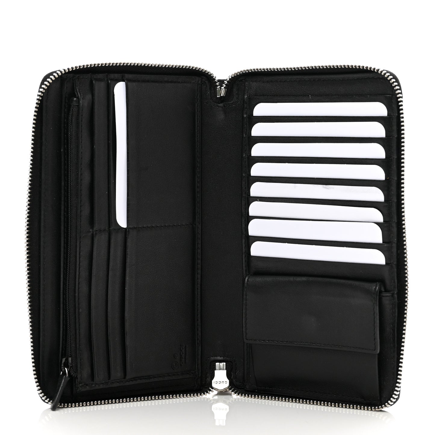Microguccissima Large Zip Around Organizer Wallet Black