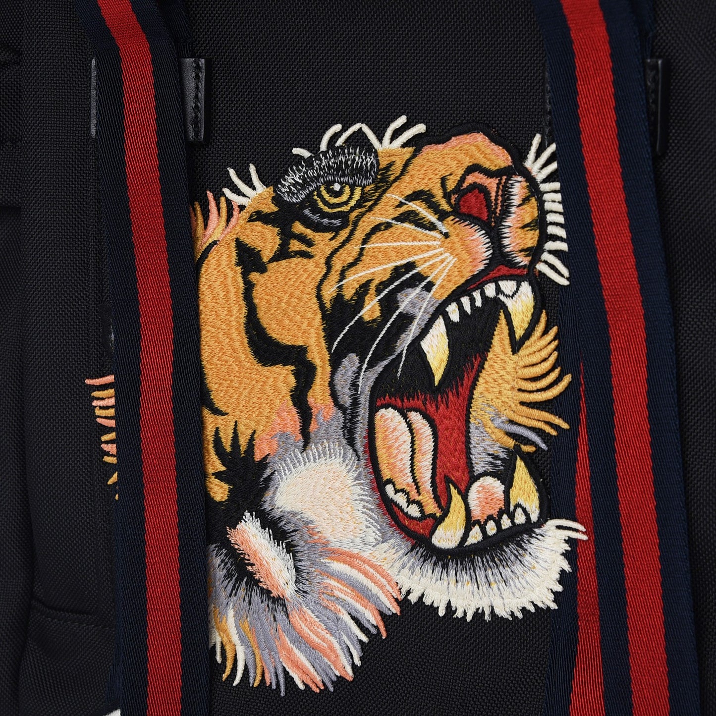 Techno Canvas Web L'Aveugle Par Amour Embroidered Double Buckle Backpack Black