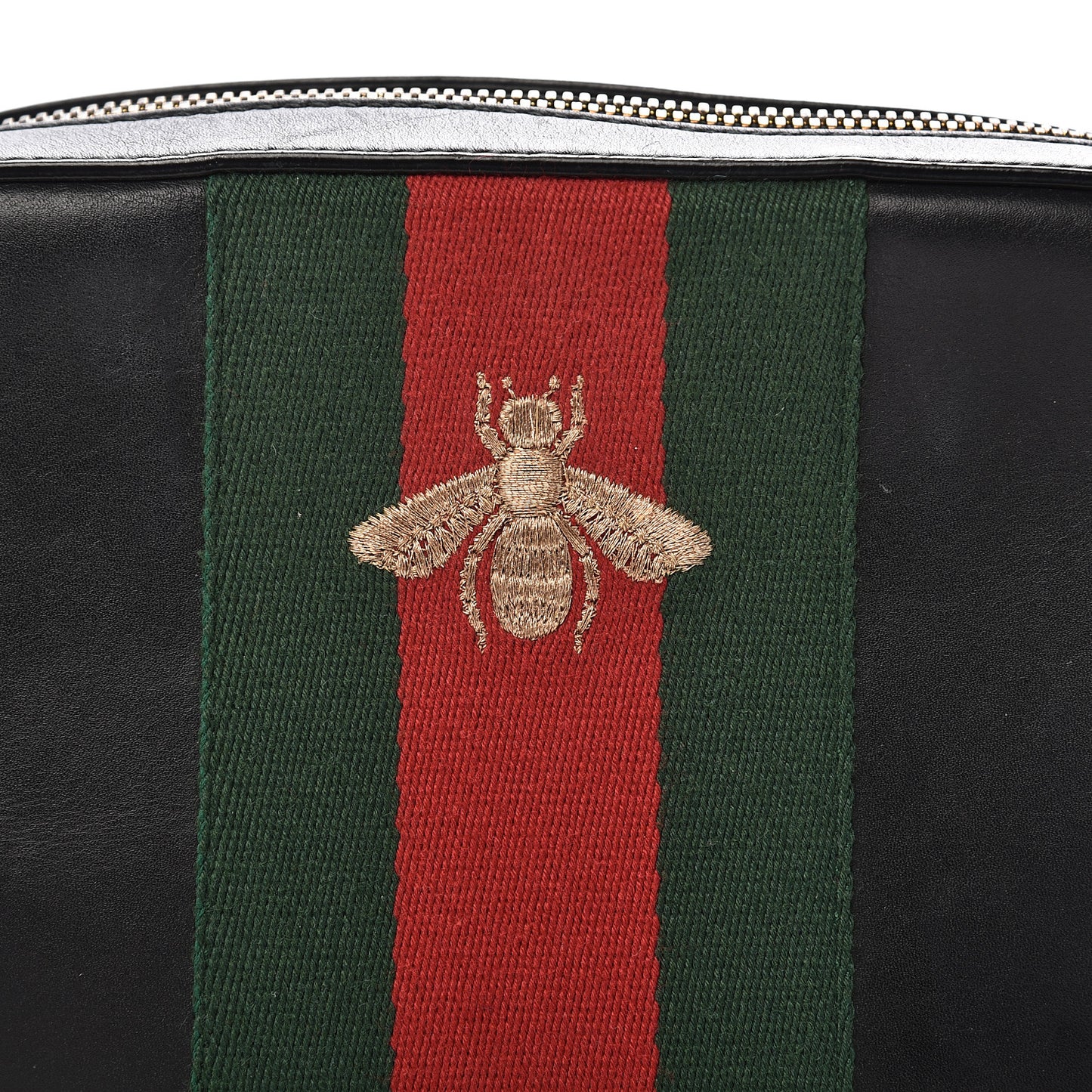 Calfskin Web Small Webby Bee Shoulder Bag Black