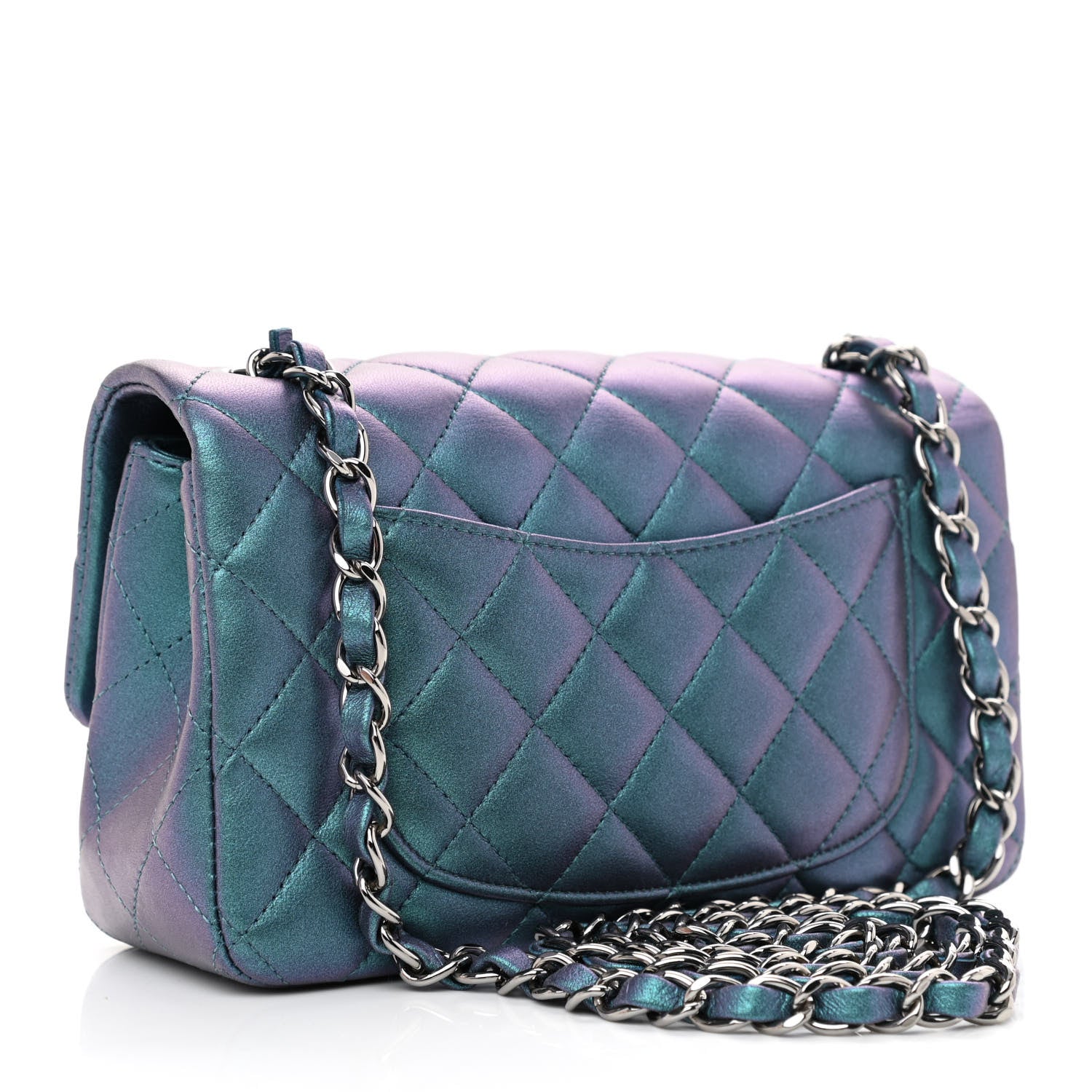 Chanel Iridescent Lambskin Quilted Mini Rectangular Flap Turquoise 3 of 11