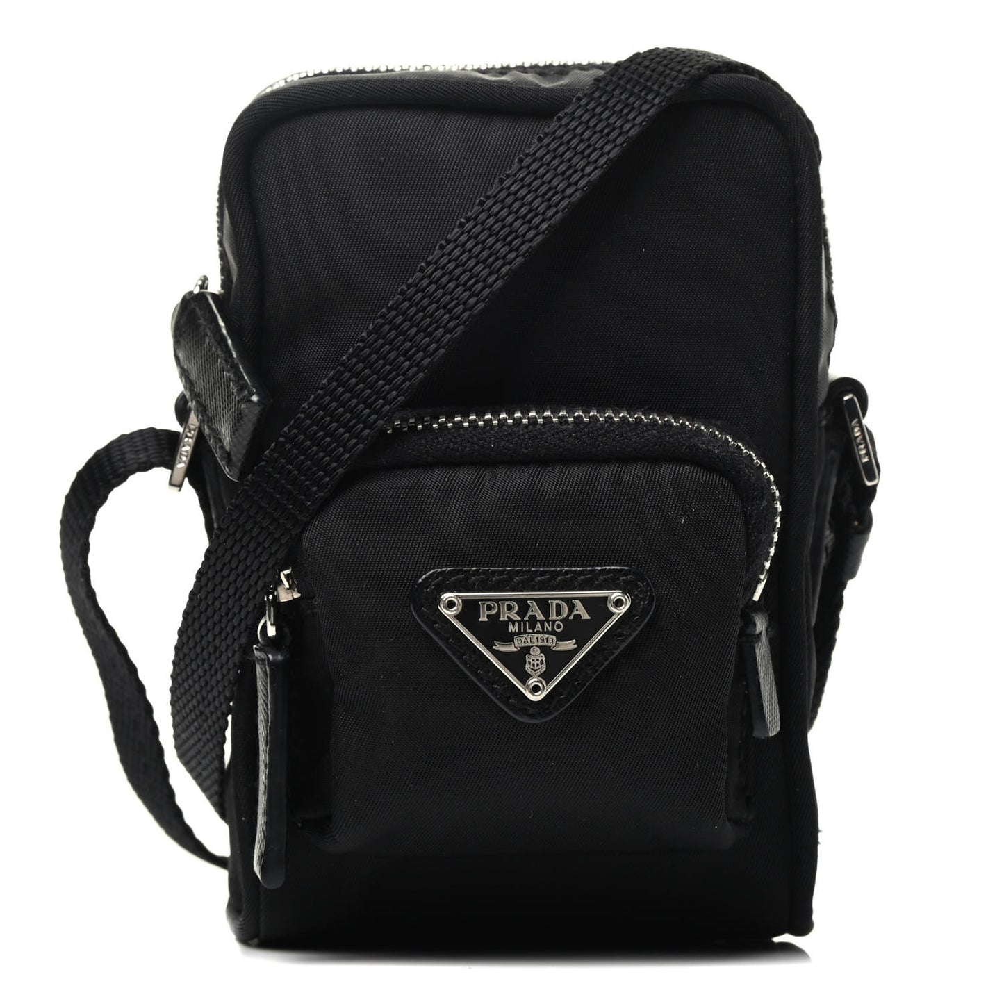 Tessuto Nylon Saffiano Mini Crossbody Pouch Black