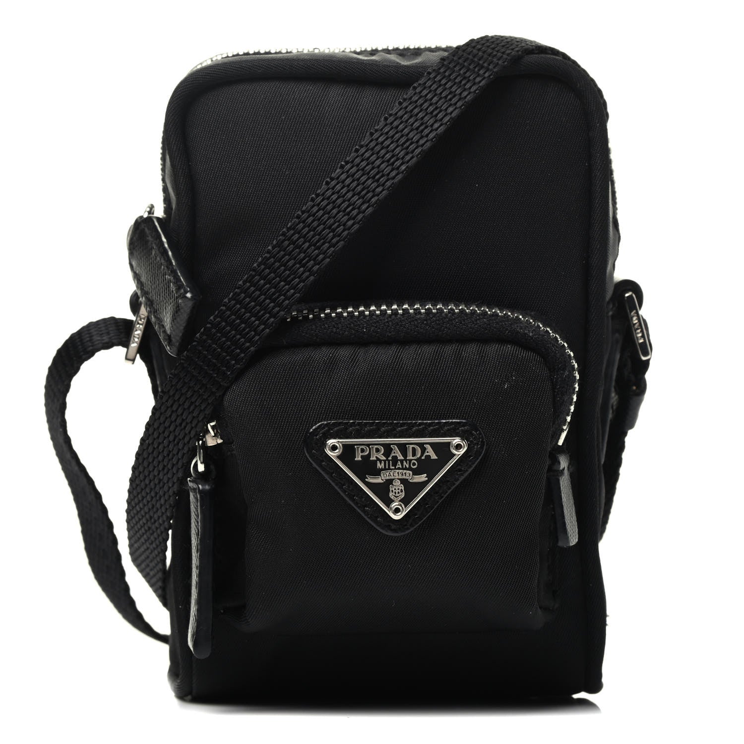 Prada Tessuto Nylon Saffiano Mini Crossbody Pouch Black 1 of 3
