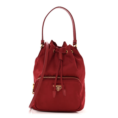 Prada Saffiano Tessuto Nylon Mini Bucket Crossbody Bag Fuoco 1 of 14
