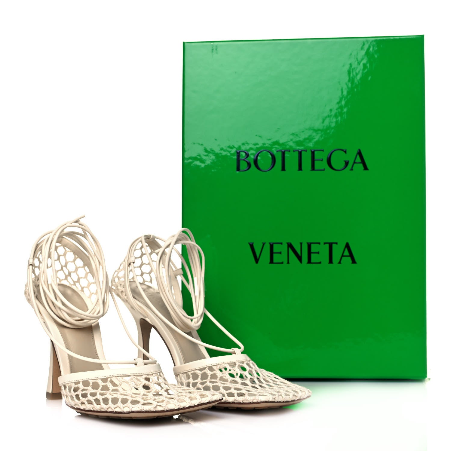 Bottega Veneta Mesh Nappa Stretch Ankle Tie Sandals 35 Toile 14 of 14
