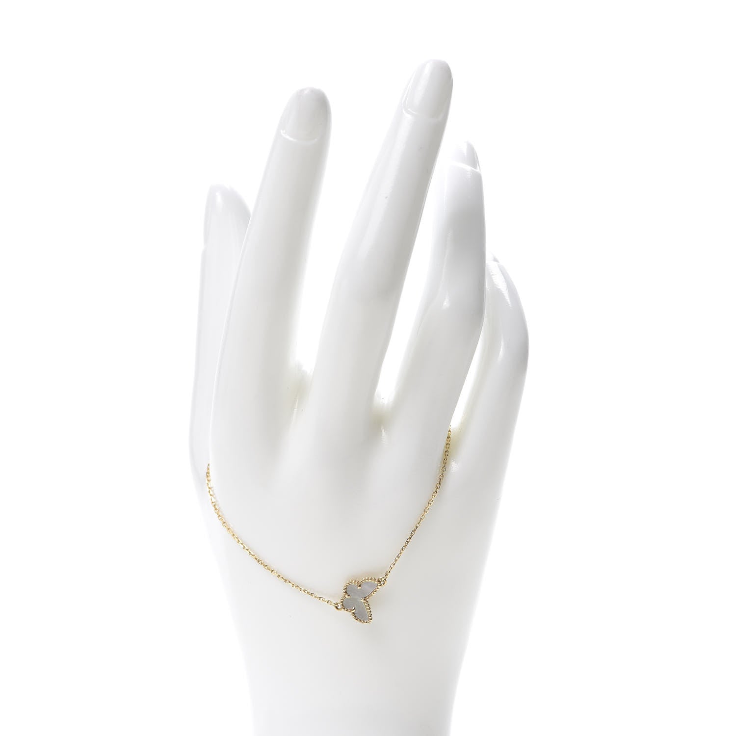 Van Cleef & Arpels 18K Yellow Gold Mother of Pearl Sweet Alhambra Butterfly Bracelet 2 of 8