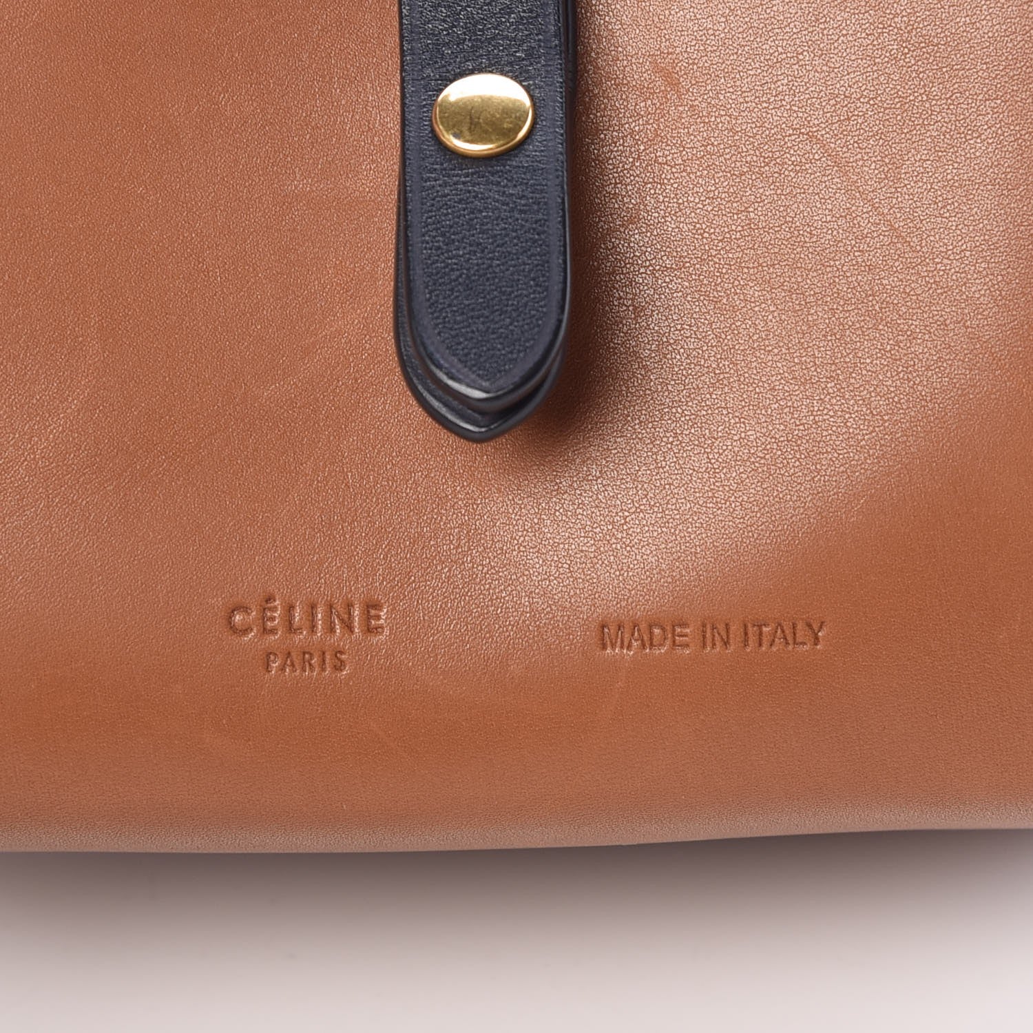 Celine Sleek Calfskin Box On Strap Bag Camel Black 5 of 8