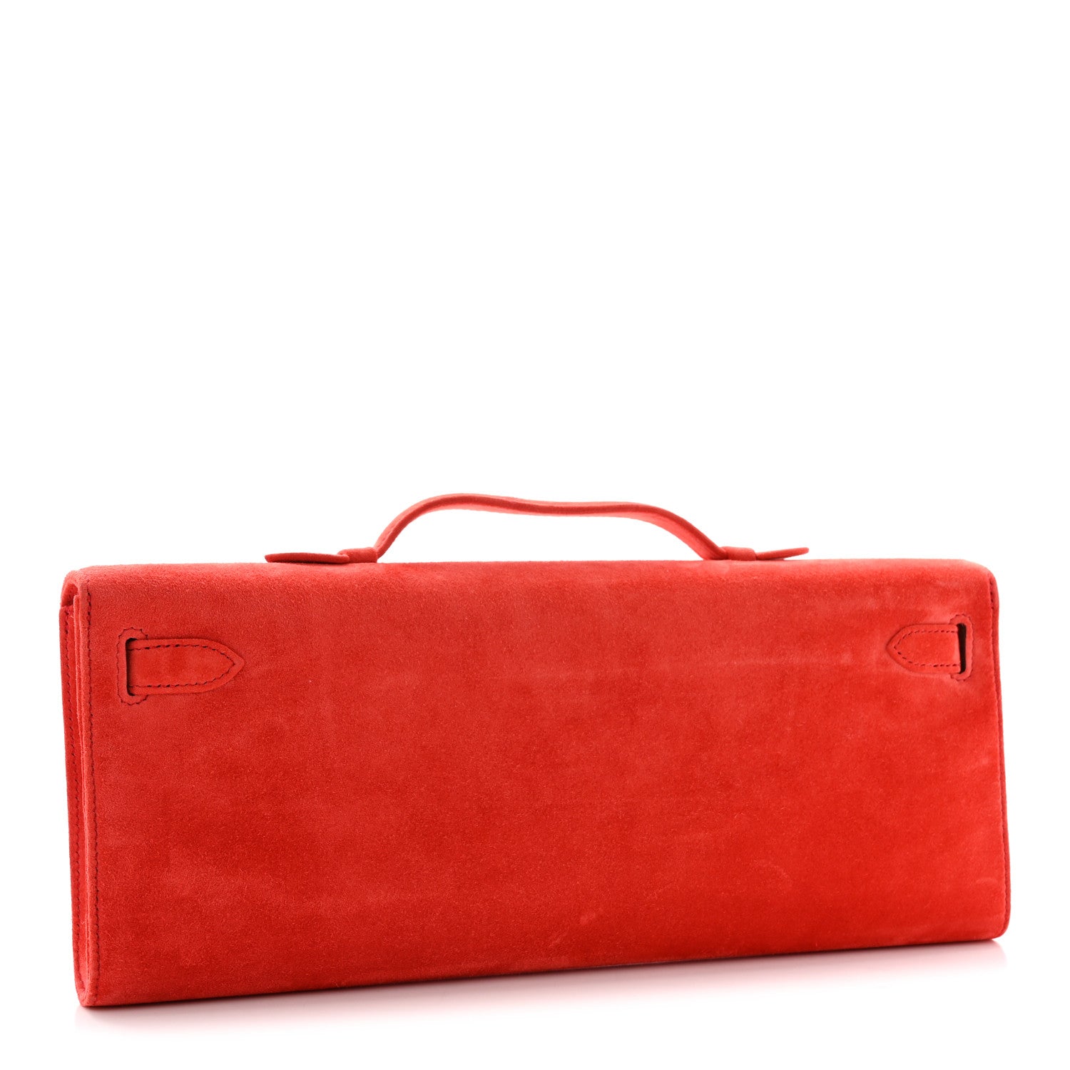 Hermes Veau Doblis Suede Kelly Cut Clutch Pochette Capucine 3 of 8