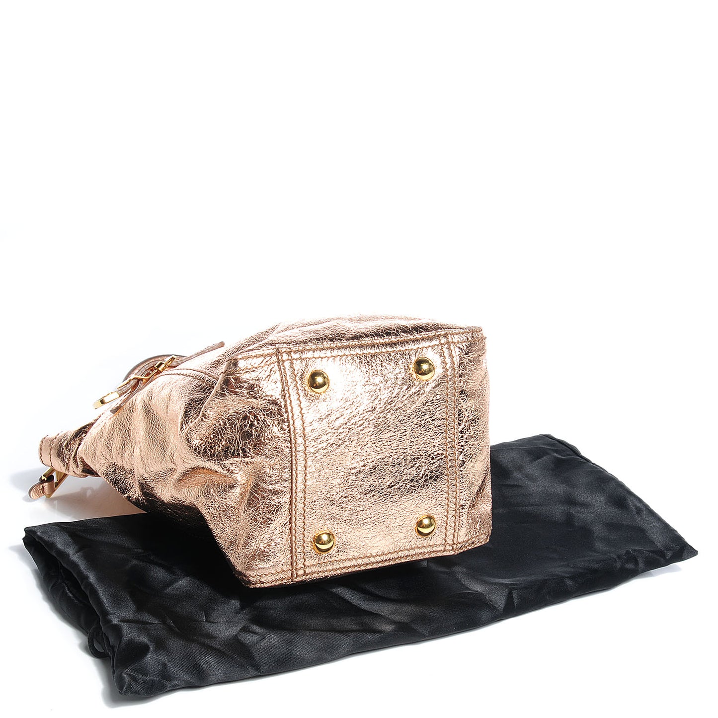 Metallic Leather Mini Downtown Tote Gold