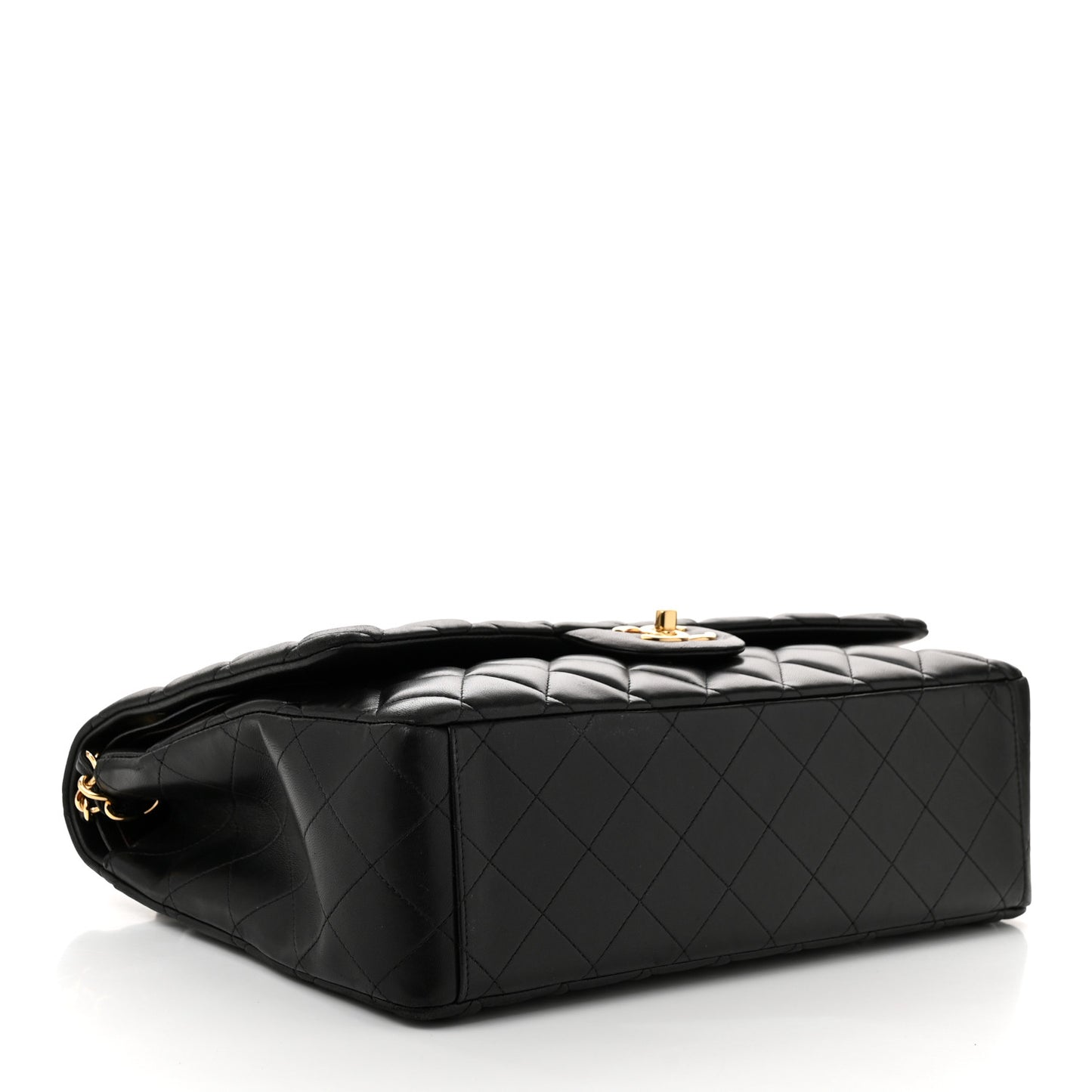 Lambskin Quilted Maxi Double Flap Black