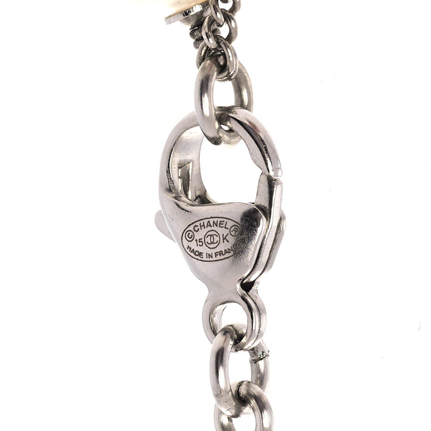 Chanel Baguette Crystal Pearl CC Necklace Silver Black 4 of 6