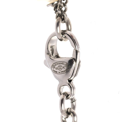 Chanel Baguette Crystal Pearl CC Necklace Silver Black 4 of 6