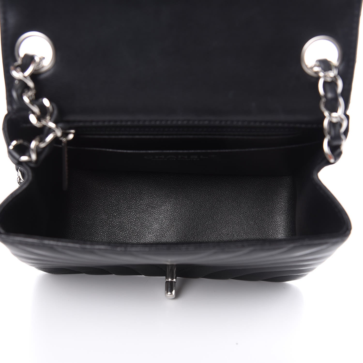 Chanel Lambskin Chevron Quilted Mini Square Flap Black 5 of 15