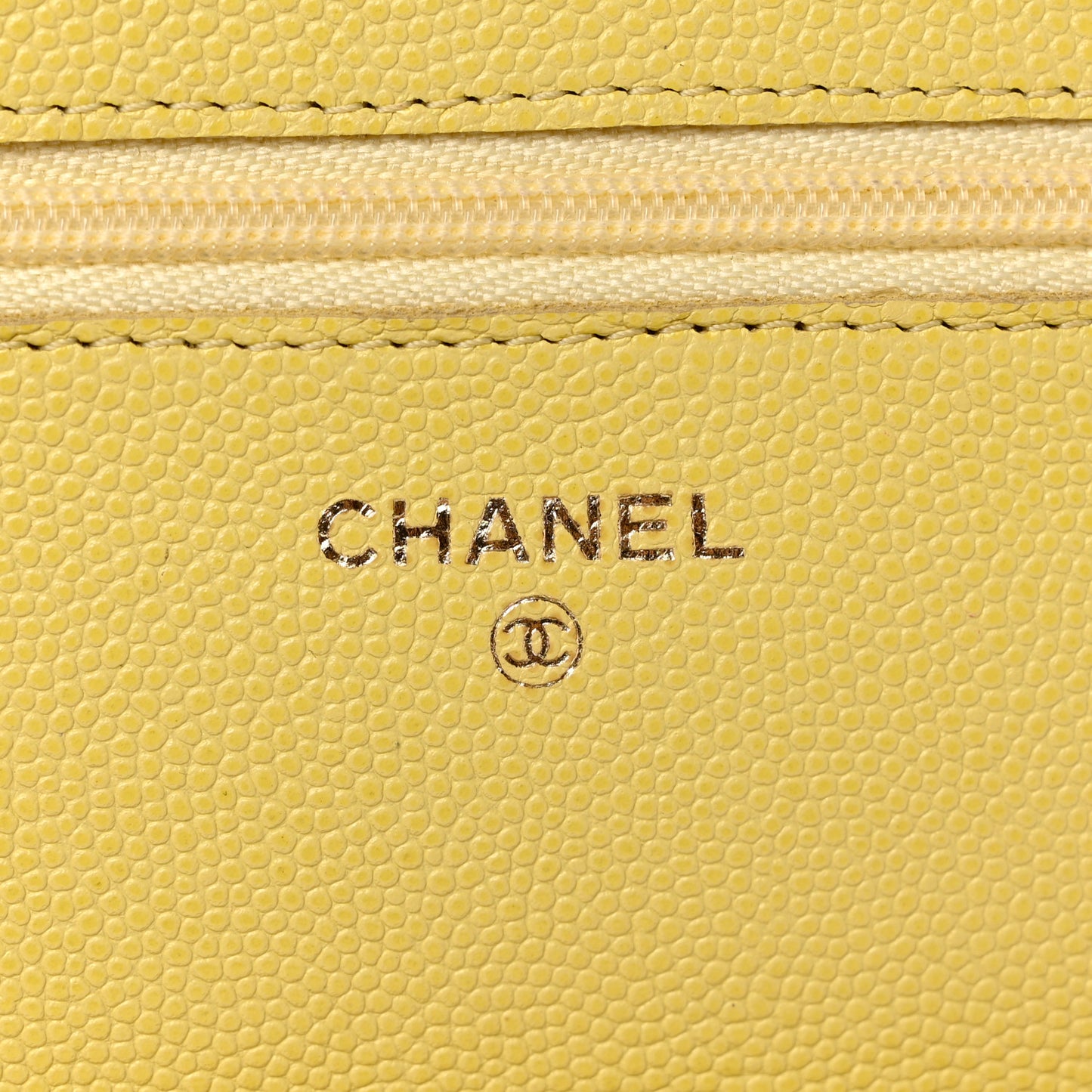 Caviar Quilted Wallet on Chain WOC Light Yellow