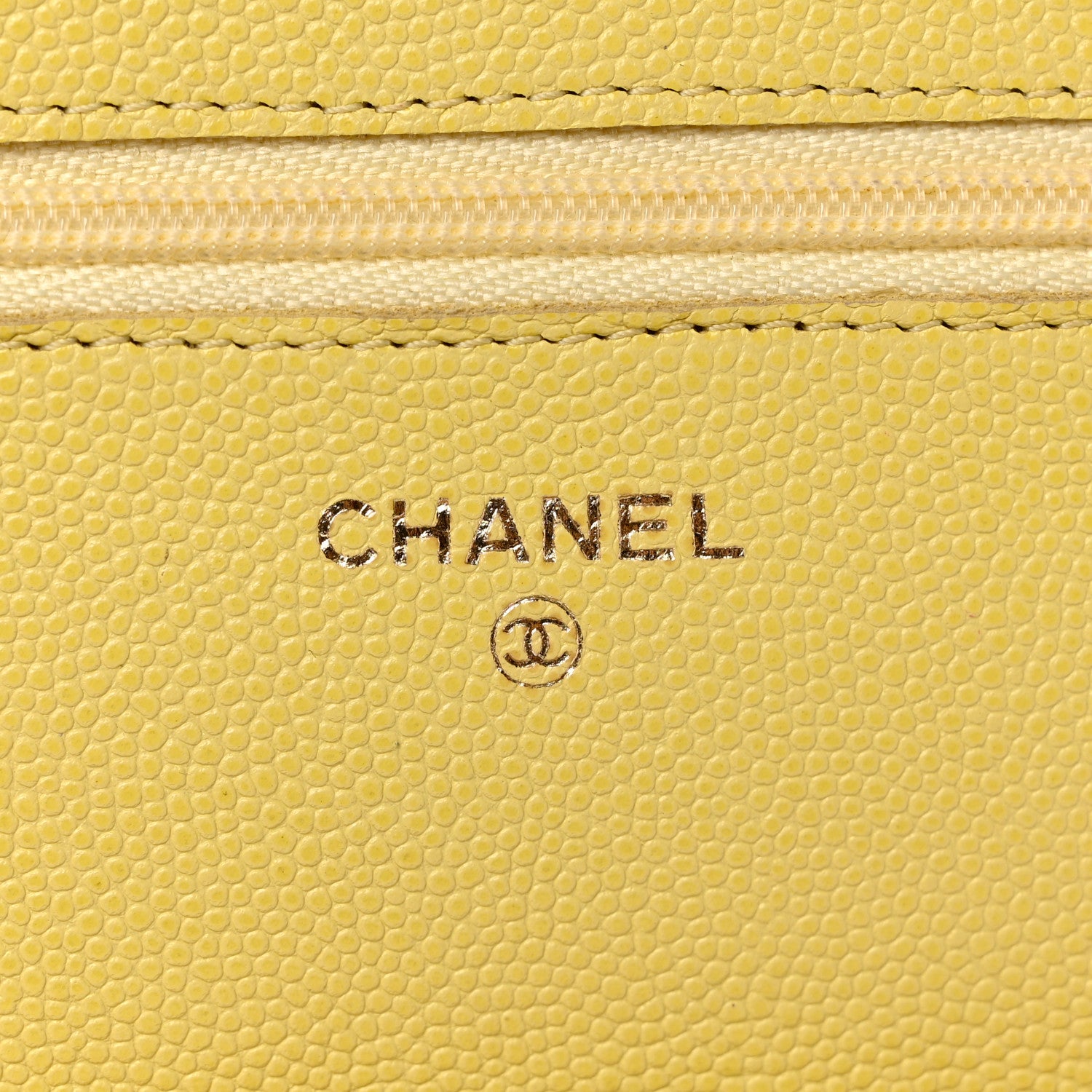 Chanel Caviar Quilted Wallet on Chain WOC Light Yellow 5 of 10
