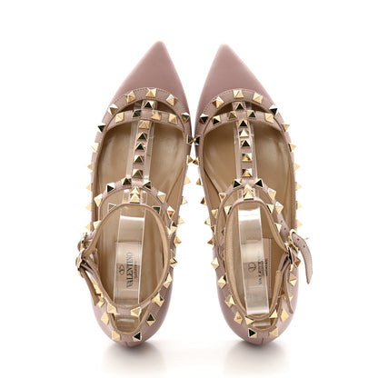 Valentino Garavani Calfskin Nappa Rockstud Cage Ballerina Flats 35 Grey Pink Poudre 2 of 12