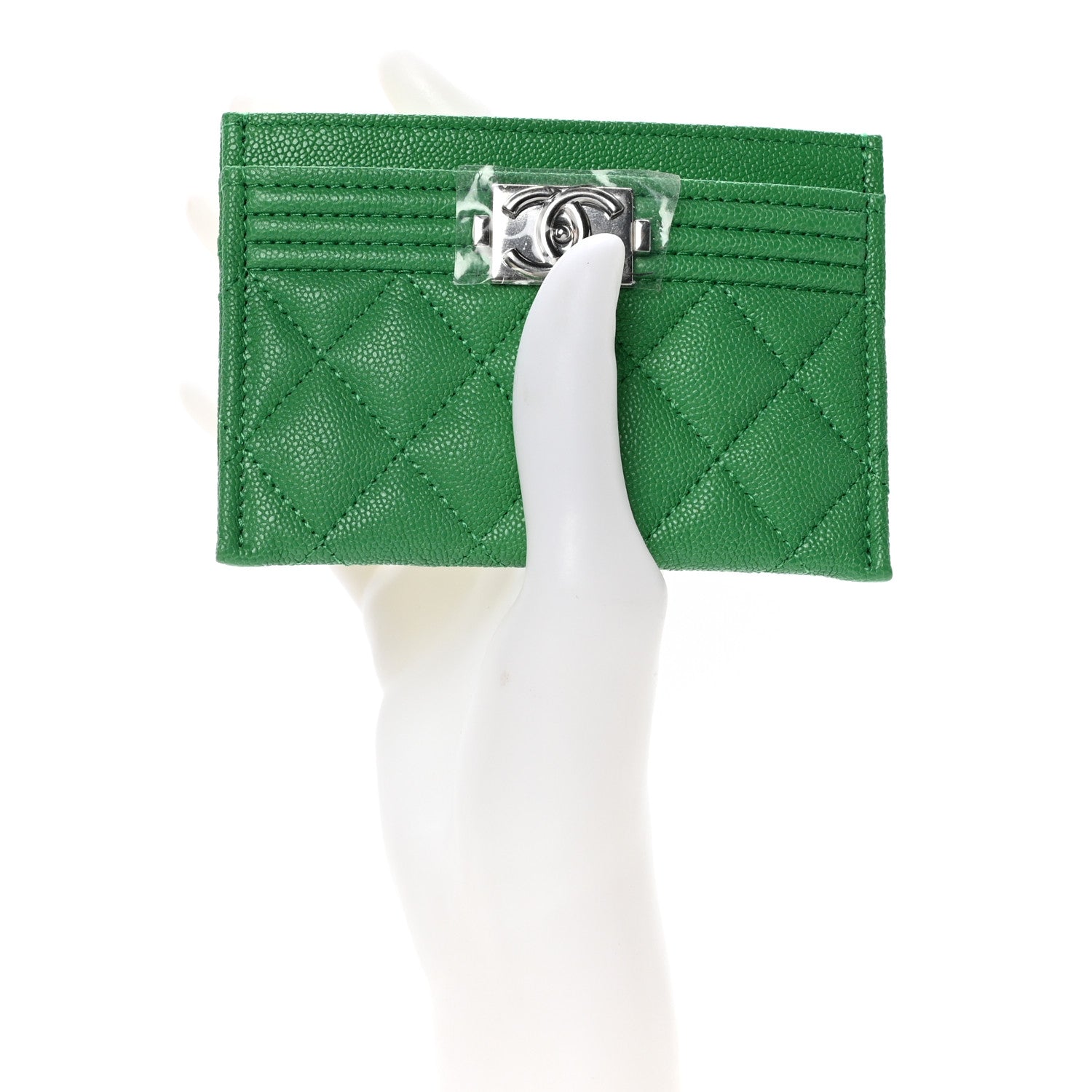 Chanel Caviar Quilted Boy Card Holder Green 2 of 6