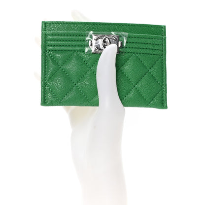 Chanel Caviar Quilted Boy Card Holder Green 2 of 6