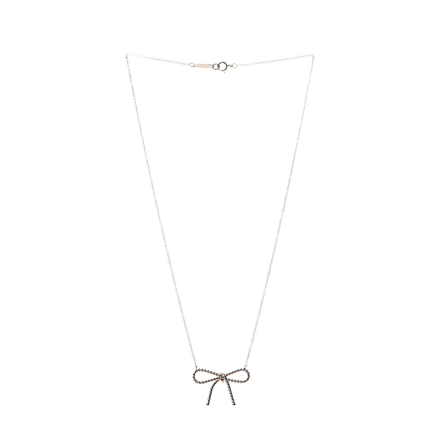 18K Rose Gold Twist Bow Pendant Necklace