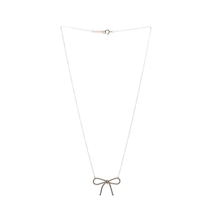 Tiffany 18K Rose Gold Twist Bow Pendant Necklace 3 of 7