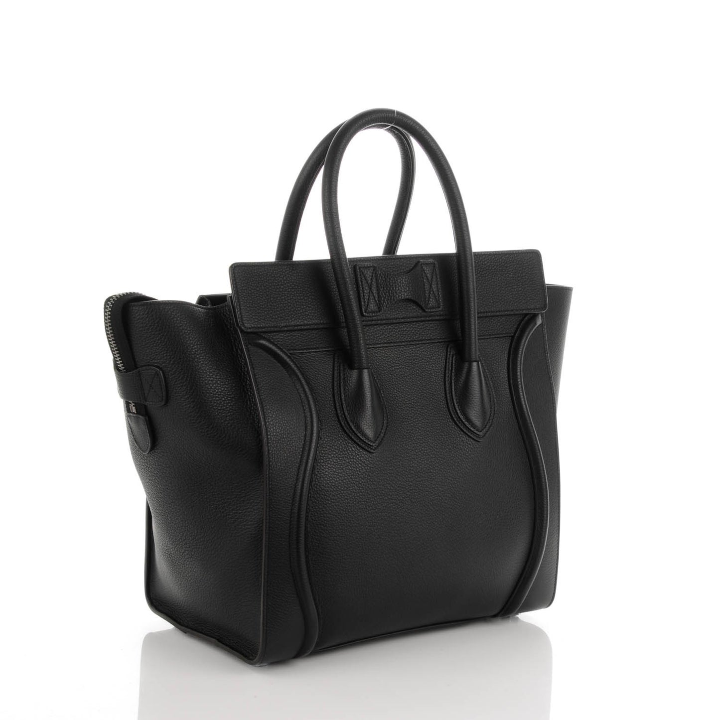 Drummed Calfskin Mini Luggage Black