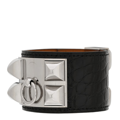 Hermes Shiny Alligator Collier de Chien CDC Bracelet S Black 1 of 5