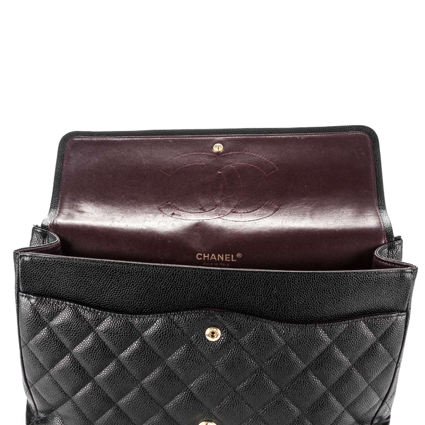 Caviar Quilted Maxi Double Flap Black