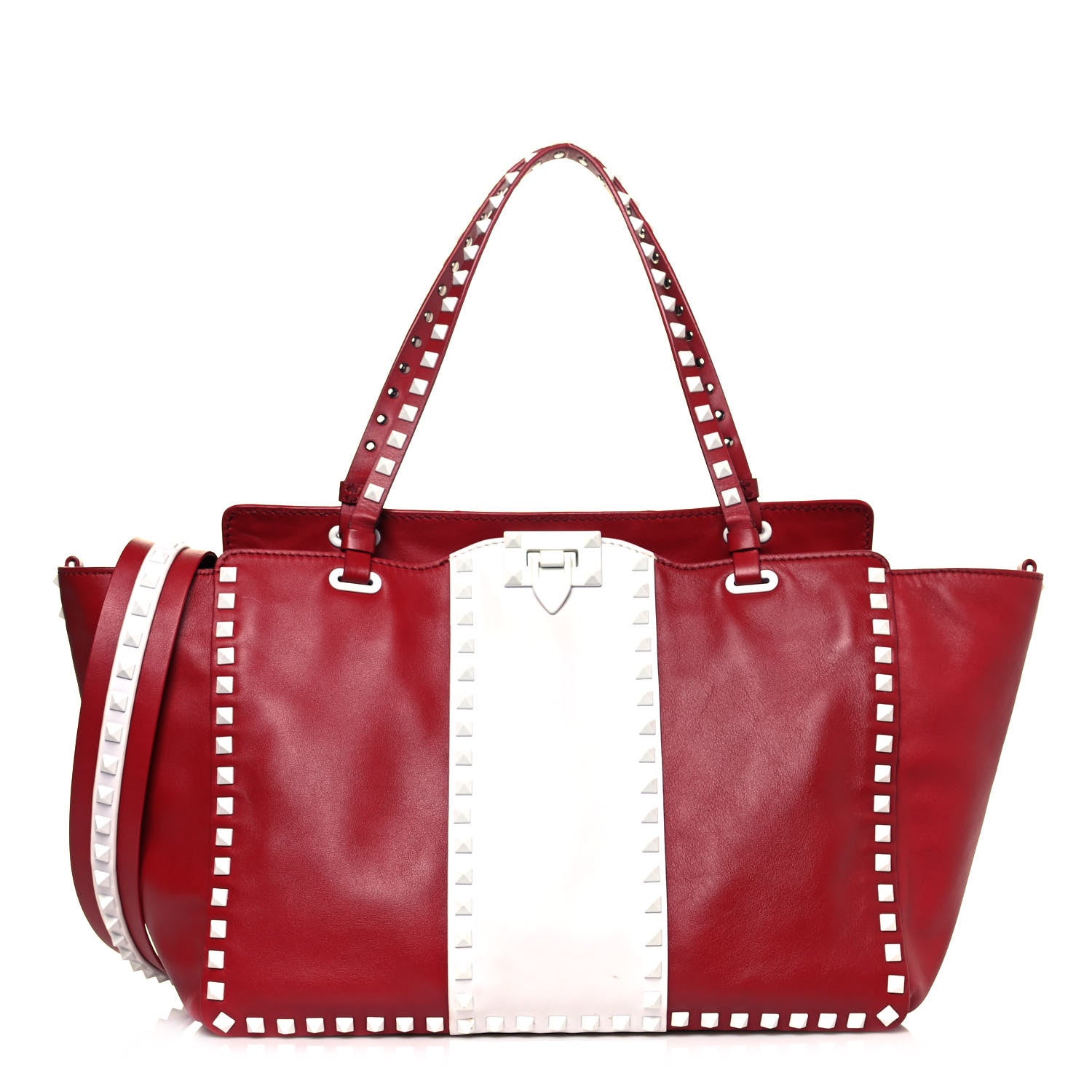 Valentino Garavani Vitello Colorblock Free Rockstud Tote Rosso Valentino White 1 of 16