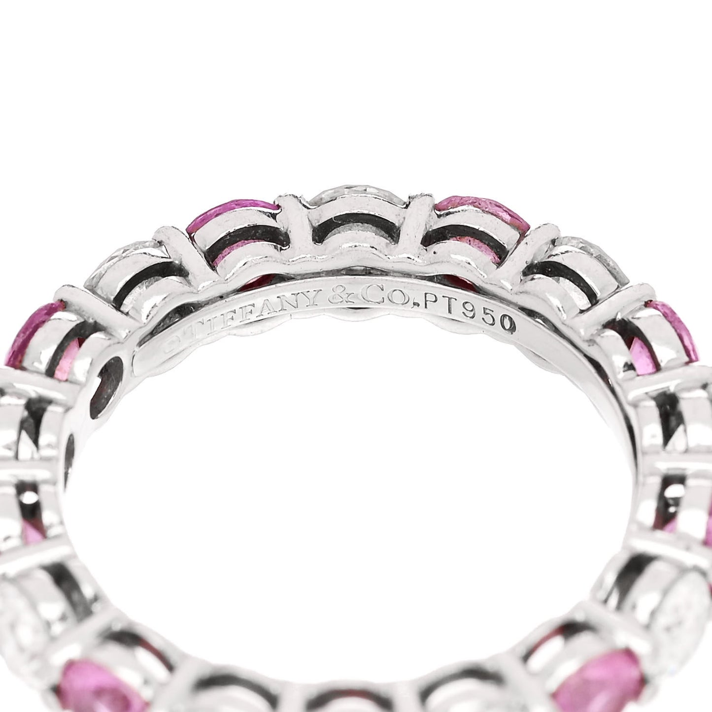 Platinum Diamond Pink Sapphire Eternity Band Ring 51 5.75