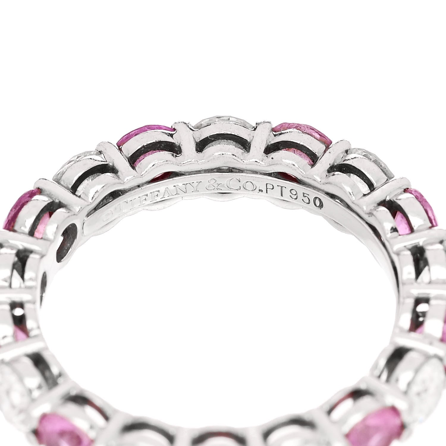 Tiffany Platinum Diamond Pink Sapphire Eternity Band Ring 51 5.75 4 of 5
