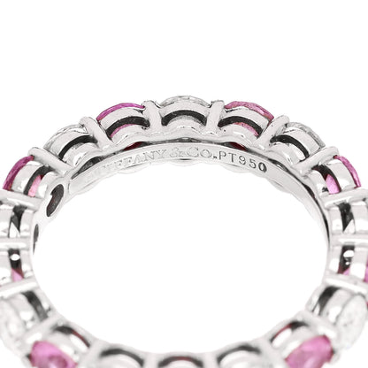 Tiffany Platinum Diamond Pink Sapphire Eternity Band Ring 51 5.75 4 of 5