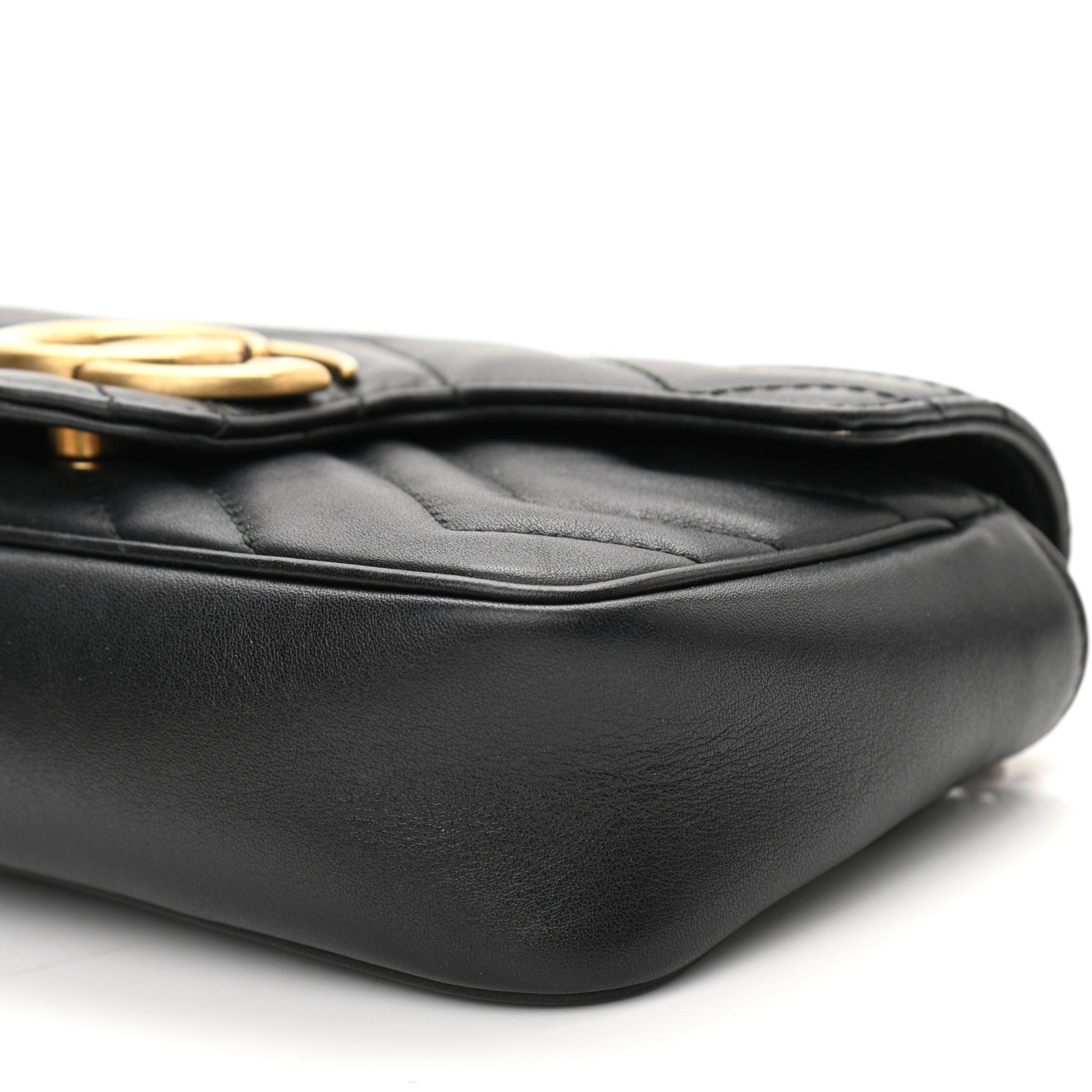 Gucci Calfskin Matelasse Super Mini GG Marmont Shoulder Bag Black 10 of 15