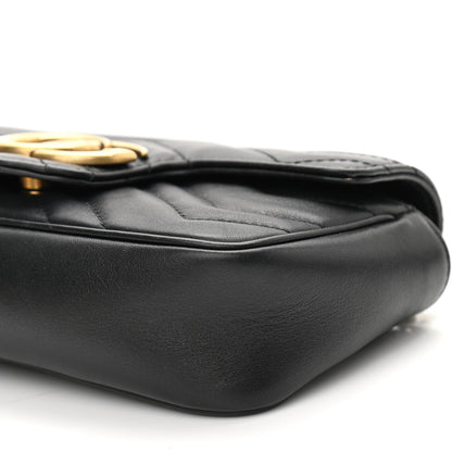 Gucci Calfskin Matelasse Super Mini GG Marmont Shoulder Bag Black 10 of 15