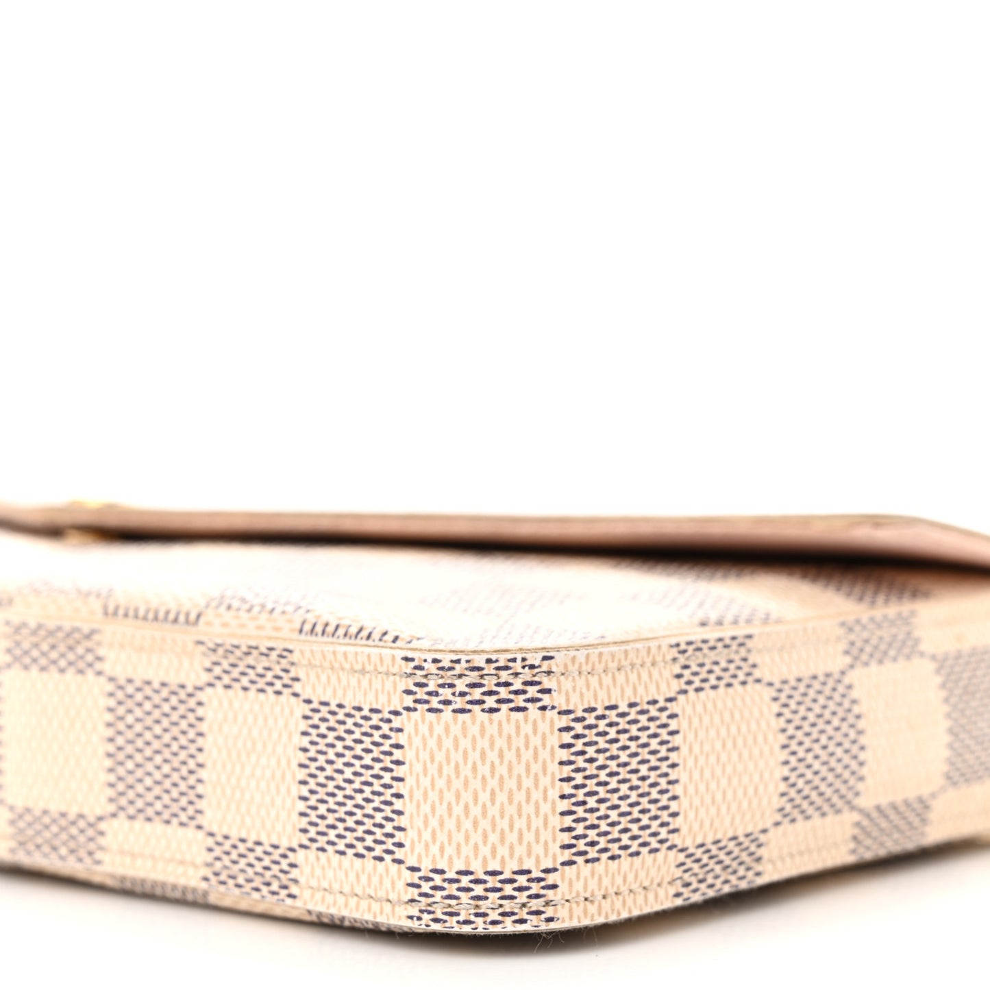 Damier Azur Pochette Felicie Chain Wallet Rose Ballerine