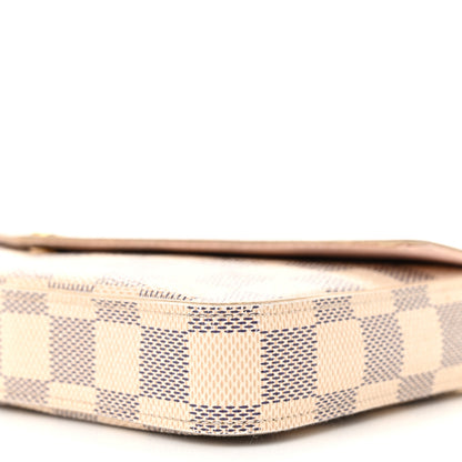 Louis Vuitton Damier Azur Pochette Felicie Chain Wallet Rose Ballerine 13 of 17