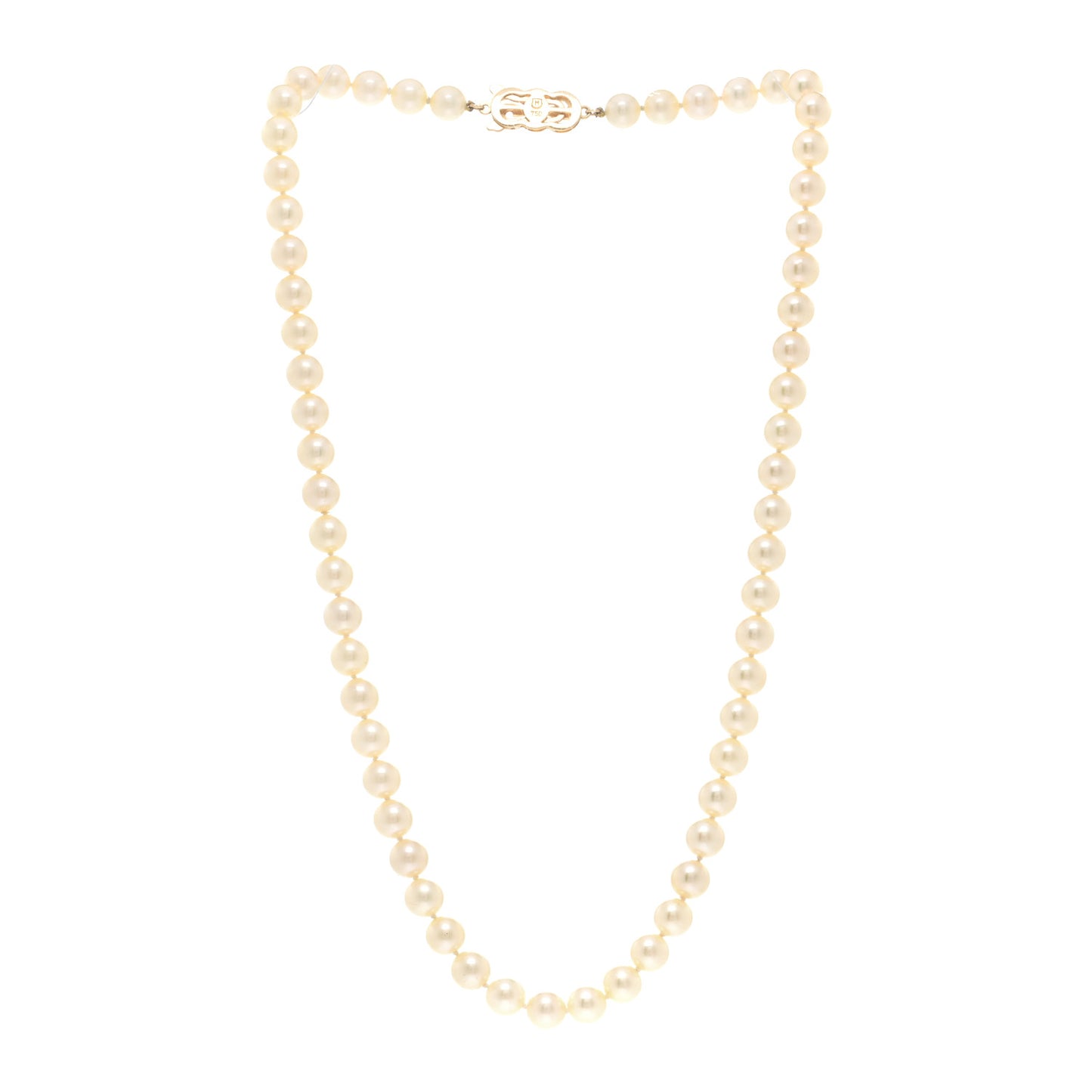 18K Yellow Gold Akoya Cultured Pearl 6.5-7mm Strand Necklace
