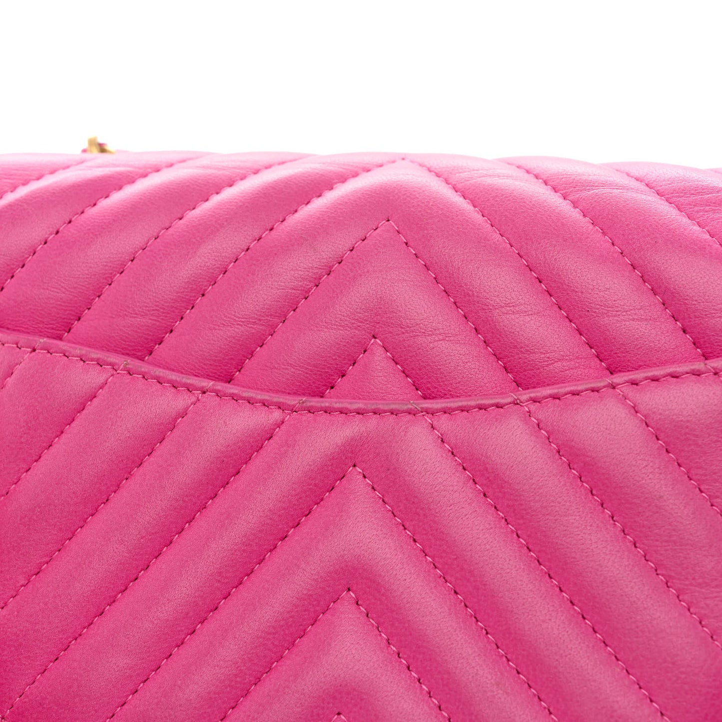 Lambskin Chevron Quilted Mini Square Flap Fuchsia