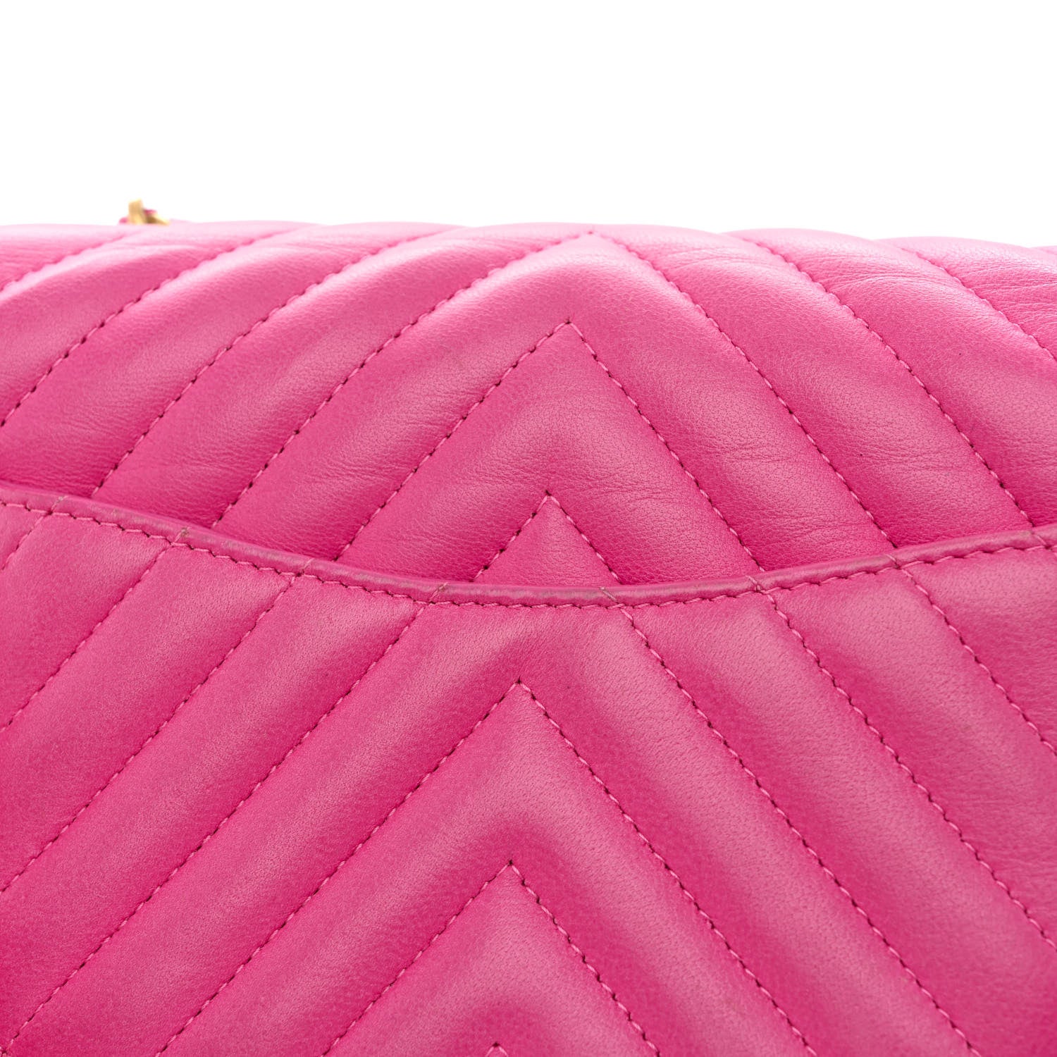 Chanel Lambskin Chevron Quilted Mini Square Flap Fuchsia 13 of 14