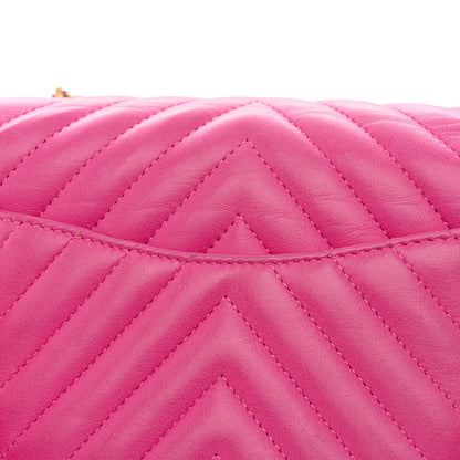 Chanel Lambskin Chevron Quilted Mini Square Flap Fuchsia 13 of 14