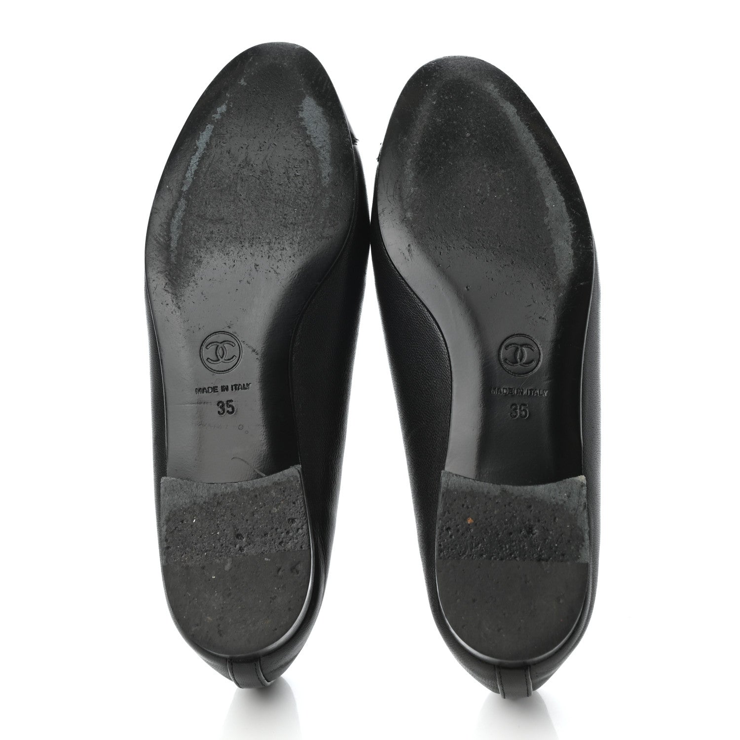 Chanel Lambskin Patent Cap Toe Ballerina Flats 35 Black 5 of 9