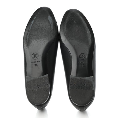 Chanel Lambskin Patent Cap Toe Ballerina Flats 35 Black 5 of 9