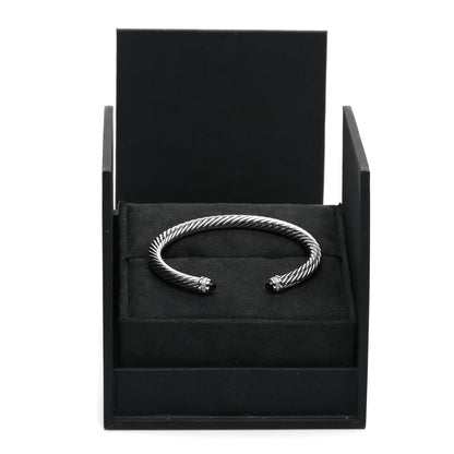 David Yurman Sterling Silver Diamond Black Onyx 5mm Cable Classics Bracelet 5 of 5